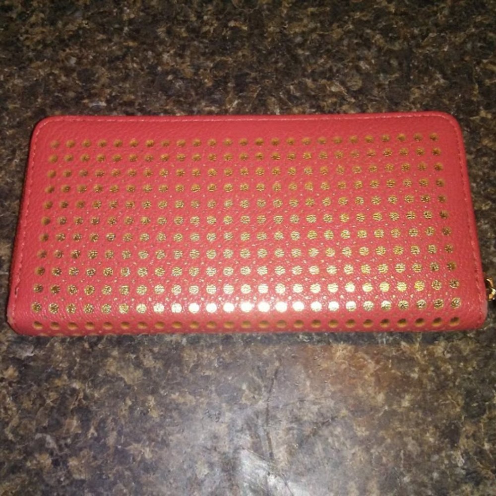 Cute Orange and Gold Zip Around Wallet